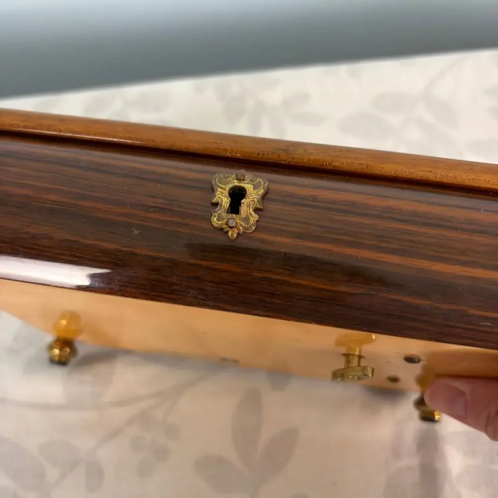 Vintage Italian Style Marquetry Music Box Musical Jewelry Box Isle of Capri